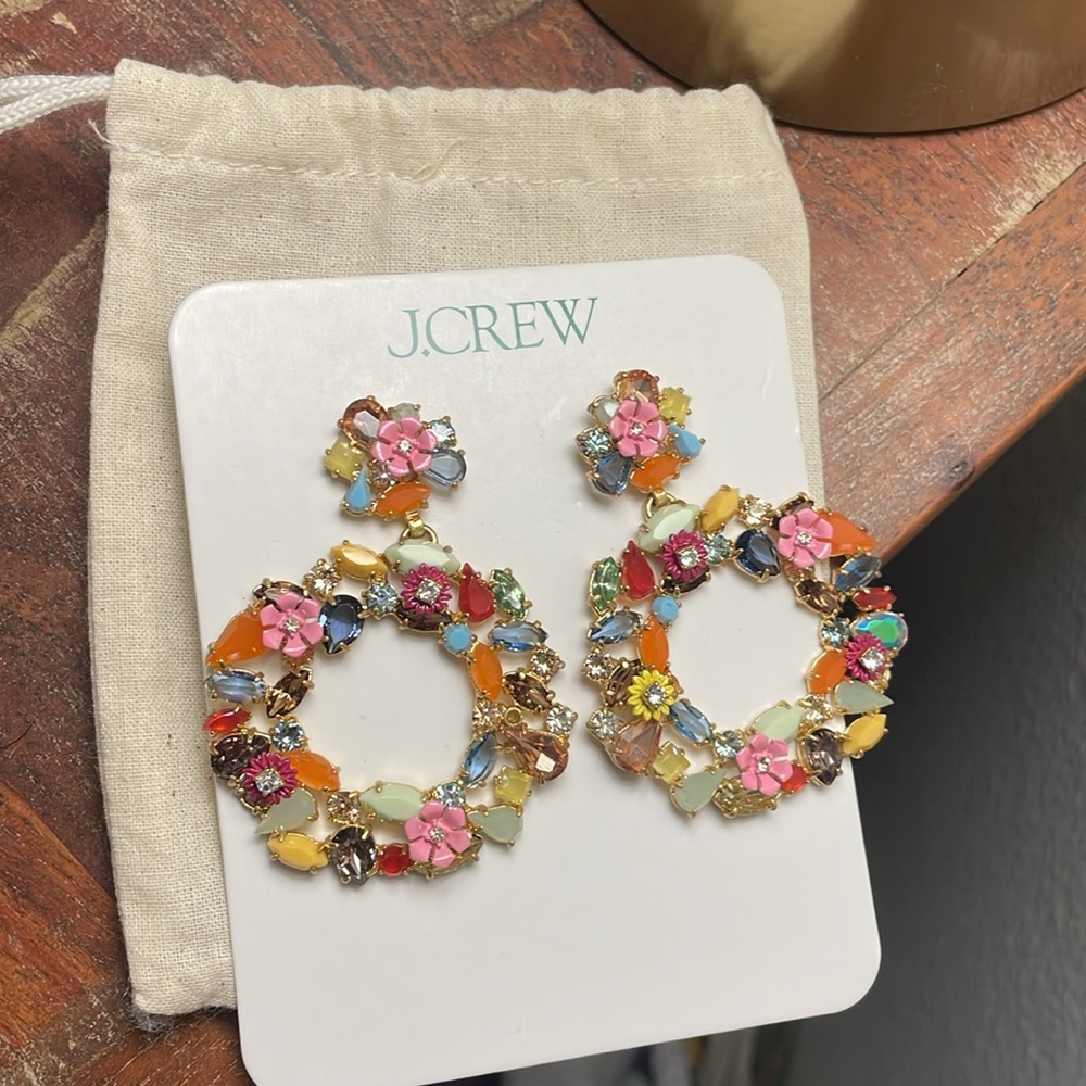 JCrew Colorful floral hoop earrings - Picture 3 of 4